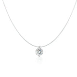 925 Silver Invisible Chain Necklace Choker Zircon Couple Accessory SCN332