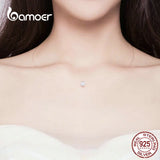 925 Silver Invisible Chain Necklace Choker Zircon Couple Accessory SCN332