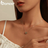 925 Silver Light Green Four-leaf Clover Pendant Necklace