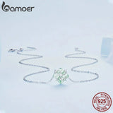 925 Silver Light Green Four-leaf Clover Pendant Necklace