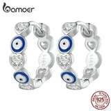 925 Silver Lucky Evil Eye & Heart Zircon Ear Buckle for Women
