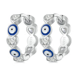 925 Silver Lucky Evil Eye & Heart Zircon Ear Buckle for Women