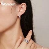 925 Silver Lucky Evil Eye & Heart Zircon Ear Buckle for Women