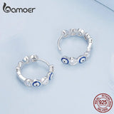 925 Silver Lucky Evil Eye & Heart Zircon Ear Buckle for Women