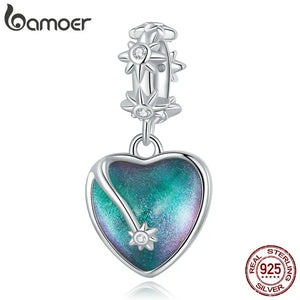 925 Silver Lucky Heart Pendant DIY Bracelet Necklace Starlight Charms BSC622