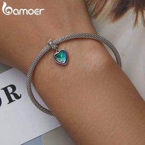 925 Silver Lucky Heart Pendant DIY Bracelet Necklace Starlight Charms BSC622