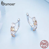 925 Silver Yellow Zircon U-shaped Earrings BSE793