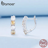 925 Silver Yellow Zircon U-shaped Earrings BSE793