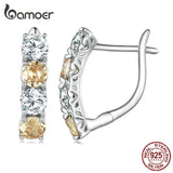 925 Silver Yellow Zircon U-shaped Earrings BSE793
