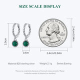 925 Silver Malachite Ear Buckles Green Stone Earrings
