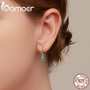 925 Silver Malachite Ear Buckles Green Stone Earrings