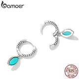 925 Silver Turquoise Hoop Earrings for Bridal Wedding