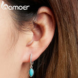925 Silver Turquoise Hoop Earrings for Bridal Wedding