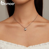 925 Silver Millet&Heart Charm Necklace Zircon Chain Link Necklace