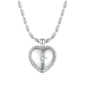 925 Silver Millet&Heart Charm Necklace Zircon Chain Link Necklace
