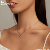 925 Silver Millet&Heart Charm Necklace Zircon Chain Link Necklace