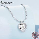 925 Silver Millet&Heart Charm Necklace Zircon Chain Link Necklace