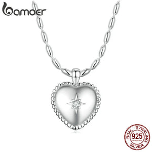 925 Silver Millet&Heart Charm Necklace Zircon Chain Link Necklace