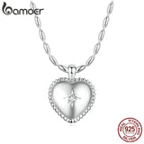 925 Silver Millet&Heart Charm Necklace Zircon Chain Link Necklace
