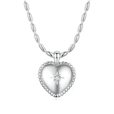 925 Silver Millet&Heart Charm Necklace Zircon Chain Link Necklace