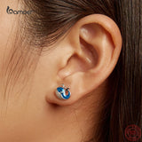 925 Silver Mini Whale Ear Studs Sea Animal Piercing Stud Earrings Women