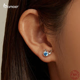 925 Silver Mini Whale Ear Studs Sea Animal Piercing Stud Earrings Women