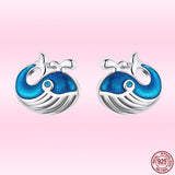 925 Silver Mini Whale Ear Studs Sea Animal Piercing Stud Earrings Women