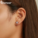 925 Silver Mini Crab Stud Earrings with Purple Zirconium for Girls