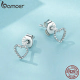 925 Sterling Silver Heart Stud Earrings Zircon Wedding Jewelry