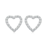 925 Sterling Silver Heart Stud Earrings Zircon Wedding Jewelry