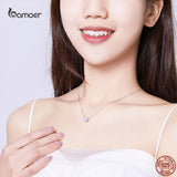 925 Silver Minimalist Short Necklace Transparent Cubic Zircon Chain