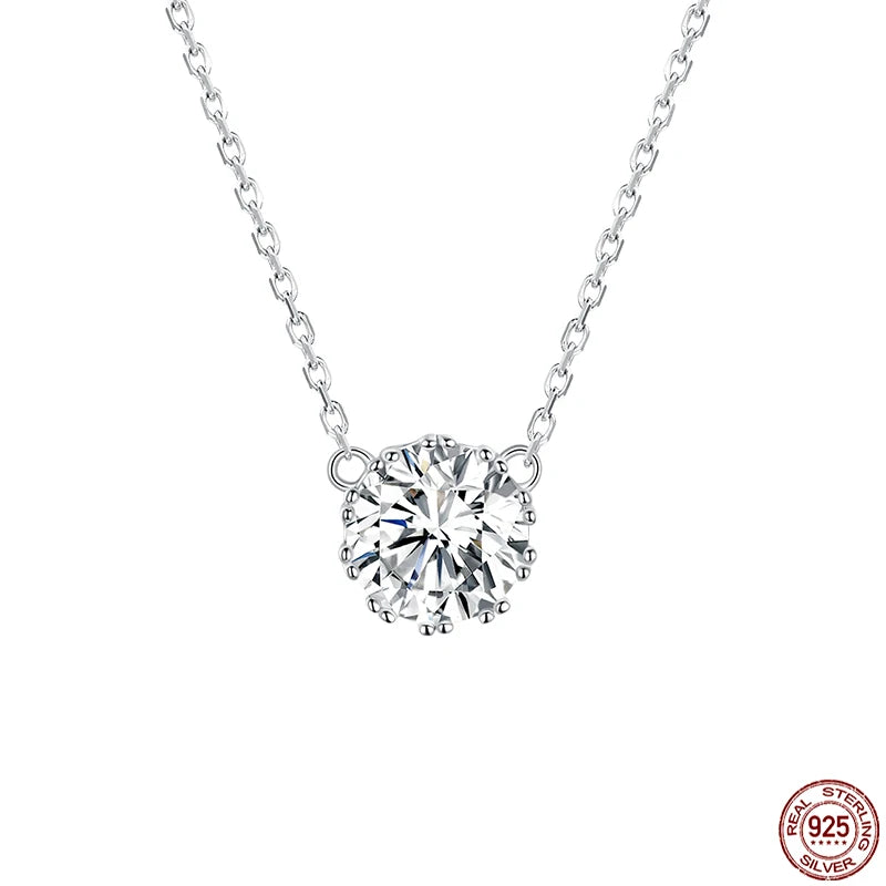 925 Silver Minimalist Short Necklace Transparent Cubic Zircon Chain