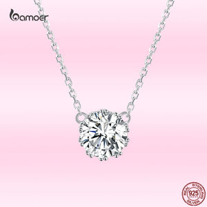 925 Silver Minimalist Short Necklace Transparent Cubic Zircon Chain