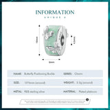 925 Silver Green Butterfly Clip Charms Round Beads for Bracelet