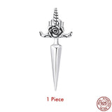 Bamoer 925 Silver Goth Bat Wings Red Heart CZ Earring