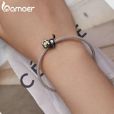 925 Sterling Silver Moon & Cat Charms for Women Bracelet Plated Cat Beads