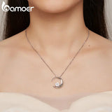 925 Sterling Silver Moon Pendant Necklace Crescent Neck Chain for Women