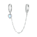 Sterling Silver Moonstone Chain Double Ear Buckle