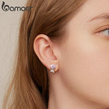 925 Silver Moonstone Fox Hoop Earrings Gift Jewelry