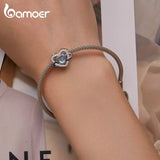 925 Silver Moonstone Heart Beads Infinite Love Charms Bracelet