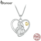 925 Sterling Silver Mother & Child Love Necklace for Women