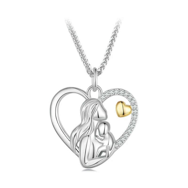925 Sterling Silver Mother & Child Love Necklace for Women
