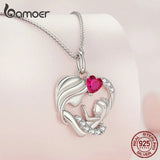 925 Silver Mother and Child Pendant Necklace Gift BSN323