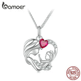 925 Silver Mother and Child Pendant Necklace Gift BSN323