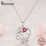 925 Silver Mother and Child Pendant Necklace Gift BSN323