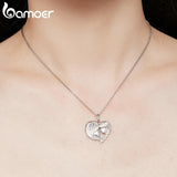 925 Silver Mother Daughter Heart Pendant Necklace Fine Jewelry
