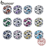 925 Silver Love Birthstone Charm for Bracelet Women Jewelry