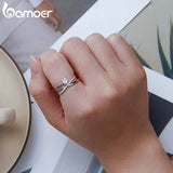 925 Silver Geometric Round Heart Zircon Ring Women Fine Jewelry