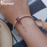 925 Sterling Silver Enamel Red Lantern Bead Silver Tassel Charms