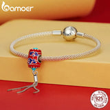 925 Sterling Silver Enamel Red Lantern Bead Silver Tassel Charms